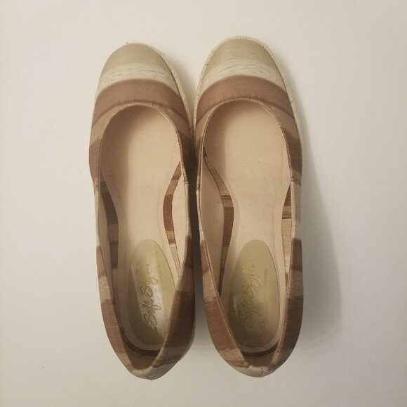 Soft Style Beige and Tan Stripe Espadrille Wedge Size 8.5W NWOT - Picture 6 of 6